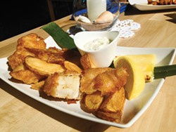 JENNIFER FUMIKO CAHILL - Marinated cod fish and chips at Taste of Bim.