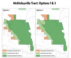 COURTESY OF GREEN DIAMOND - Two variations of what a community forest in McKinleyville could look like.
