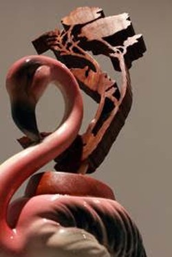 “Flamingo” by Claire Rau, one of sculptures featured in the new exhibition “Heirloom”.