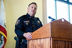 PHOTO BY MARK MCKENNA - Interim Police Chief Steve Watson in 2014, when he was promoted to the rank of captain.