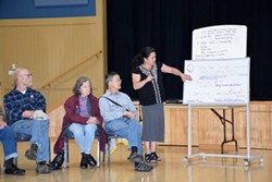PHOTO BY LINDA STANSBERRY - Renee Saucedo discusses goals for a community forum on race in Arcata.