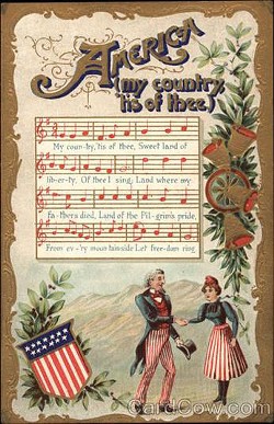 Vintage postcard "America (My Country 'Tis of Thee")